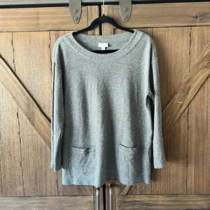J Jill Pure Jill Boatneck Pocket Tunic Top Heather Gray Size Small Petite